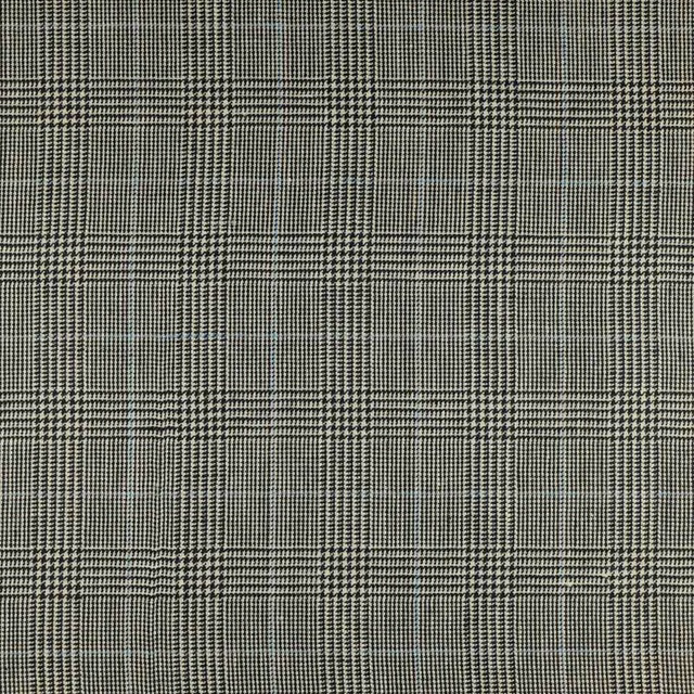 Dark olive-grey woven plaid with fine black-and-pale checks
