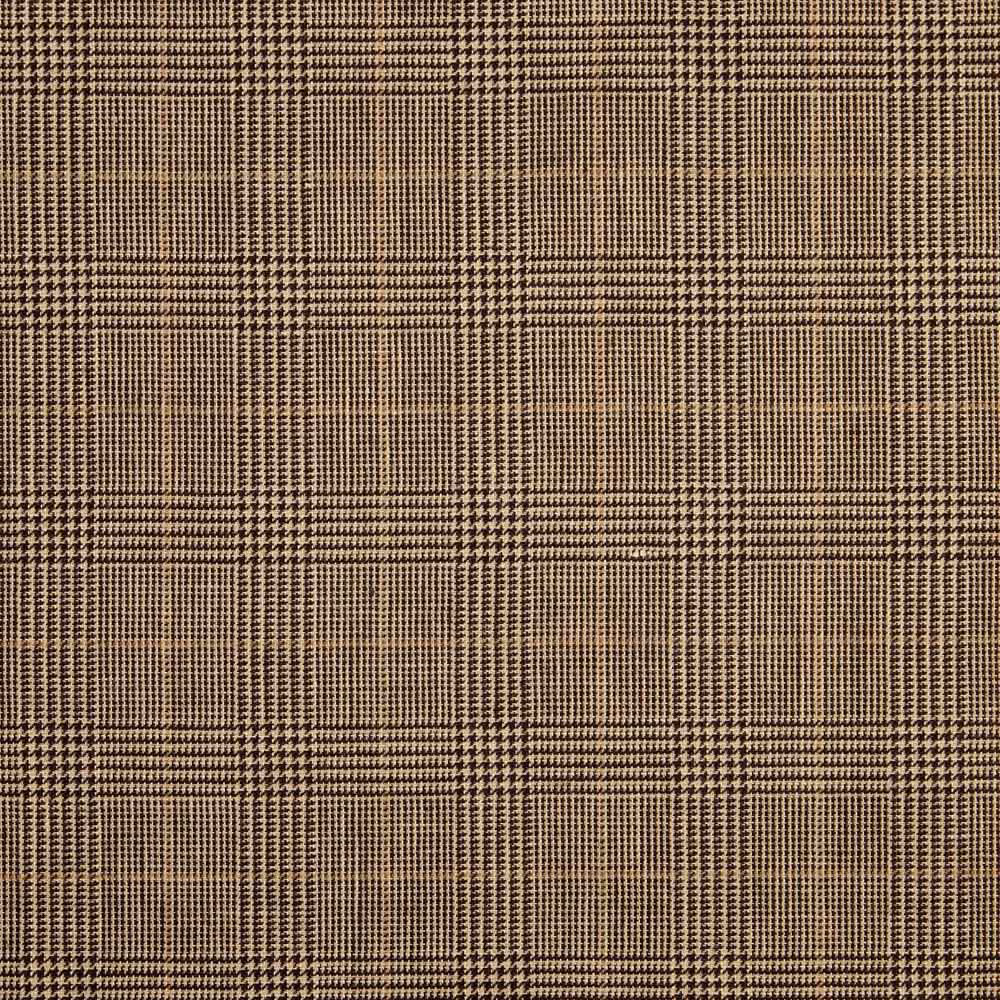 Brown and black woven check with fine textured intersections and a structured surface