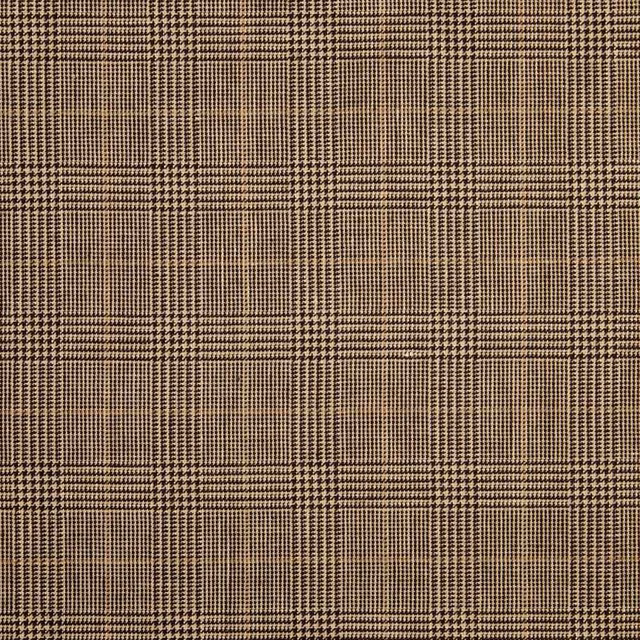 Brown and black woven check with fine textured intersections and a structured surface