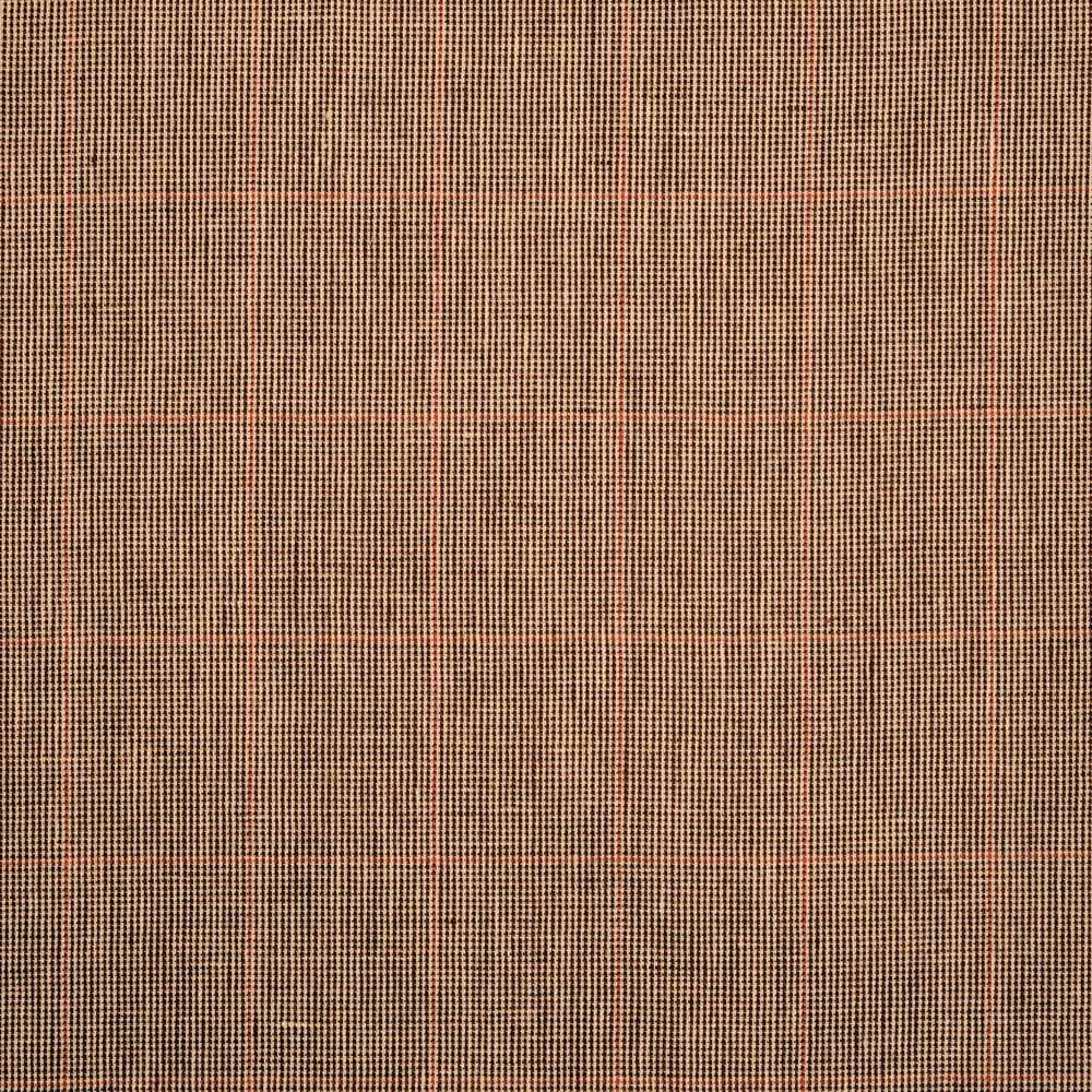 Warm brown micro-check textile with rust and pale cream threads in a tight weave