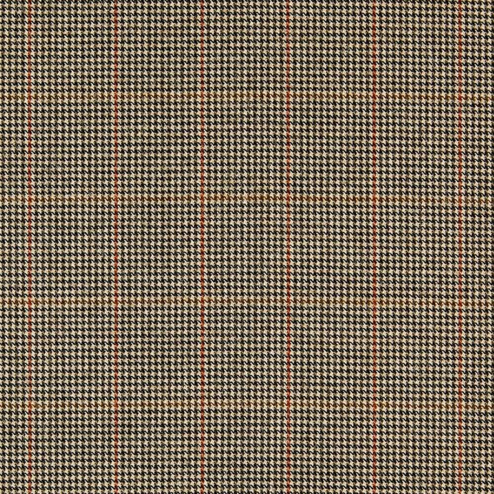 Cream, black and rust micro houndstooth check with narrow woven overcheck lines