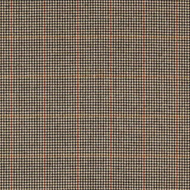 Cream, black and rust micro houndstooth check with narrow woven overcheck lines