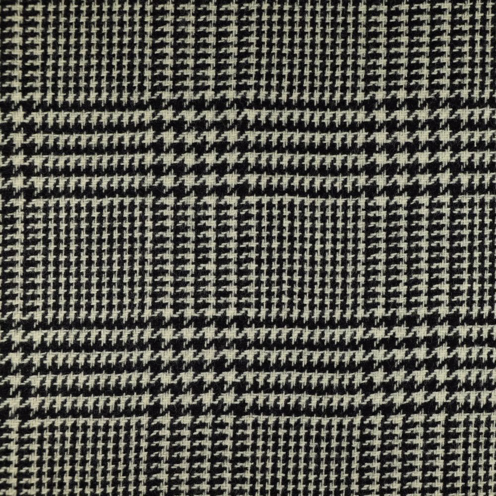 Charcoal and ivory woven check with houndstooth texture in close-up
