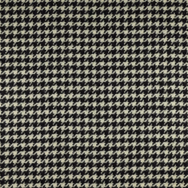 Small cream houndstooth checks over a near-black charcoal woven ground