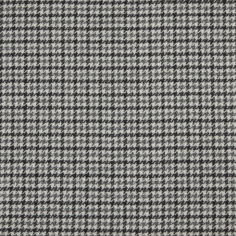 Close-up of cool grey and charcoal small-scale houndstooth woven fabric