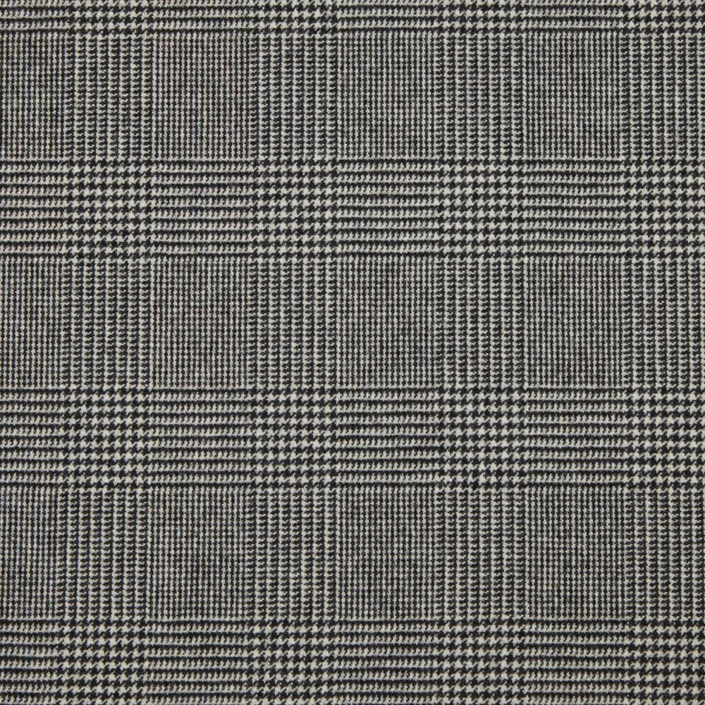 Charcoal and ivory woven check with alternating houndstooth-like bars and fine texture