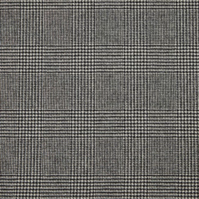 Charcoal and ivory woven check with alternating houndstooth-like bars and fine texture