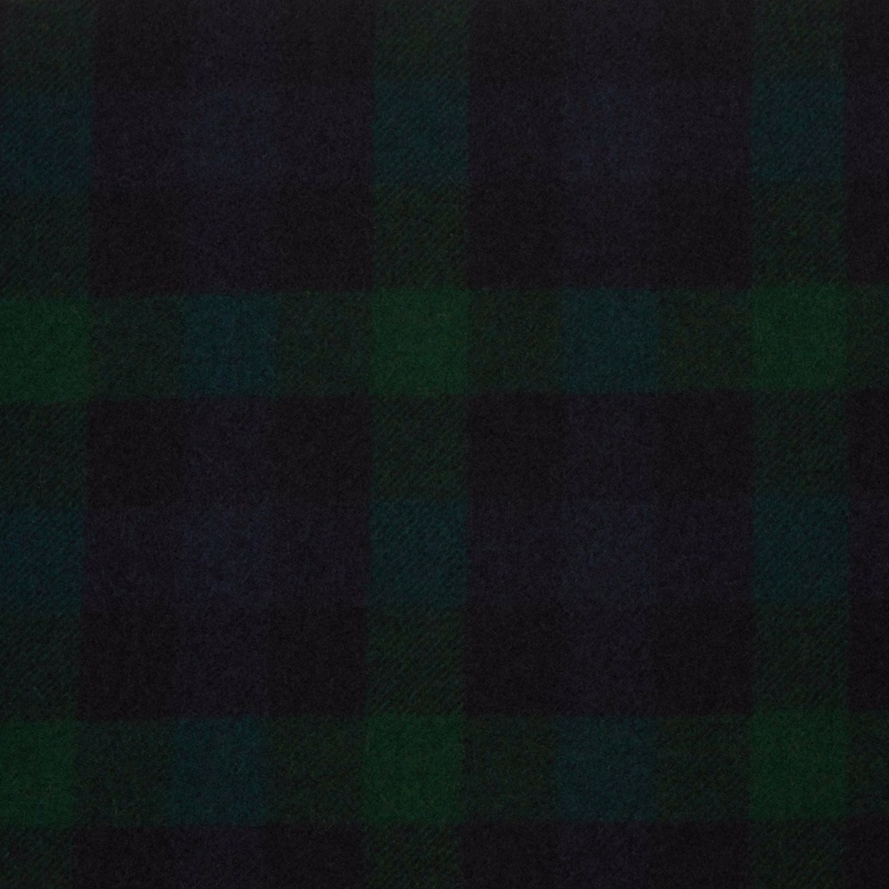 Dark forest green, black and navy large-check weave with subtle surface texture