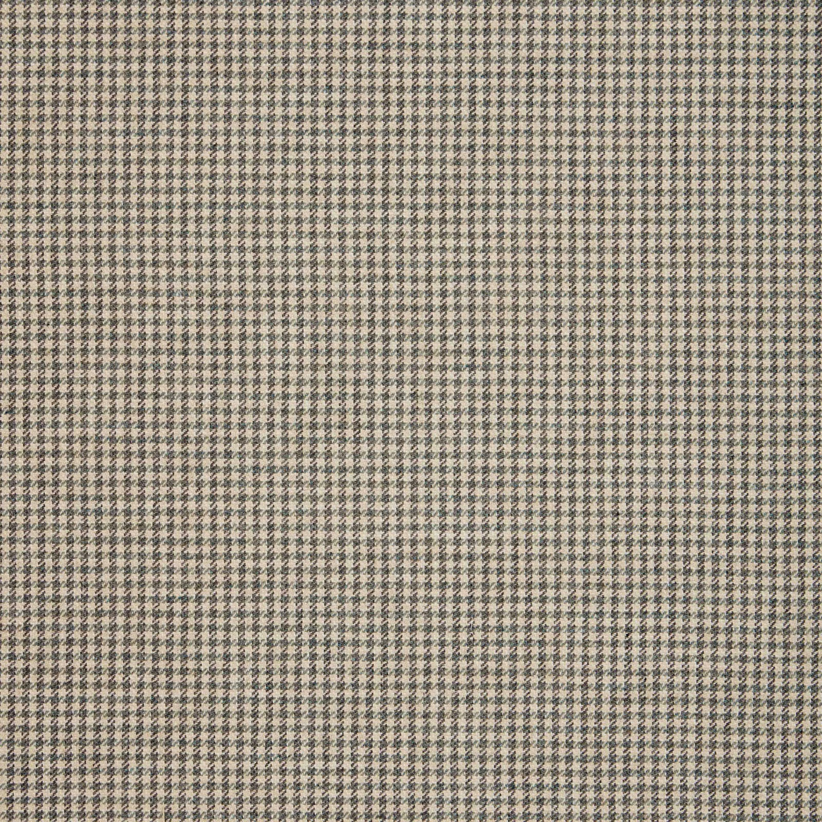 Warm beige textile with a dense charcoal micro-check and softly textured woven surface