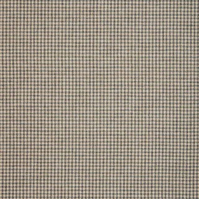 Warm beige textile with a dense charcoal micro-check and softly textured woven surface