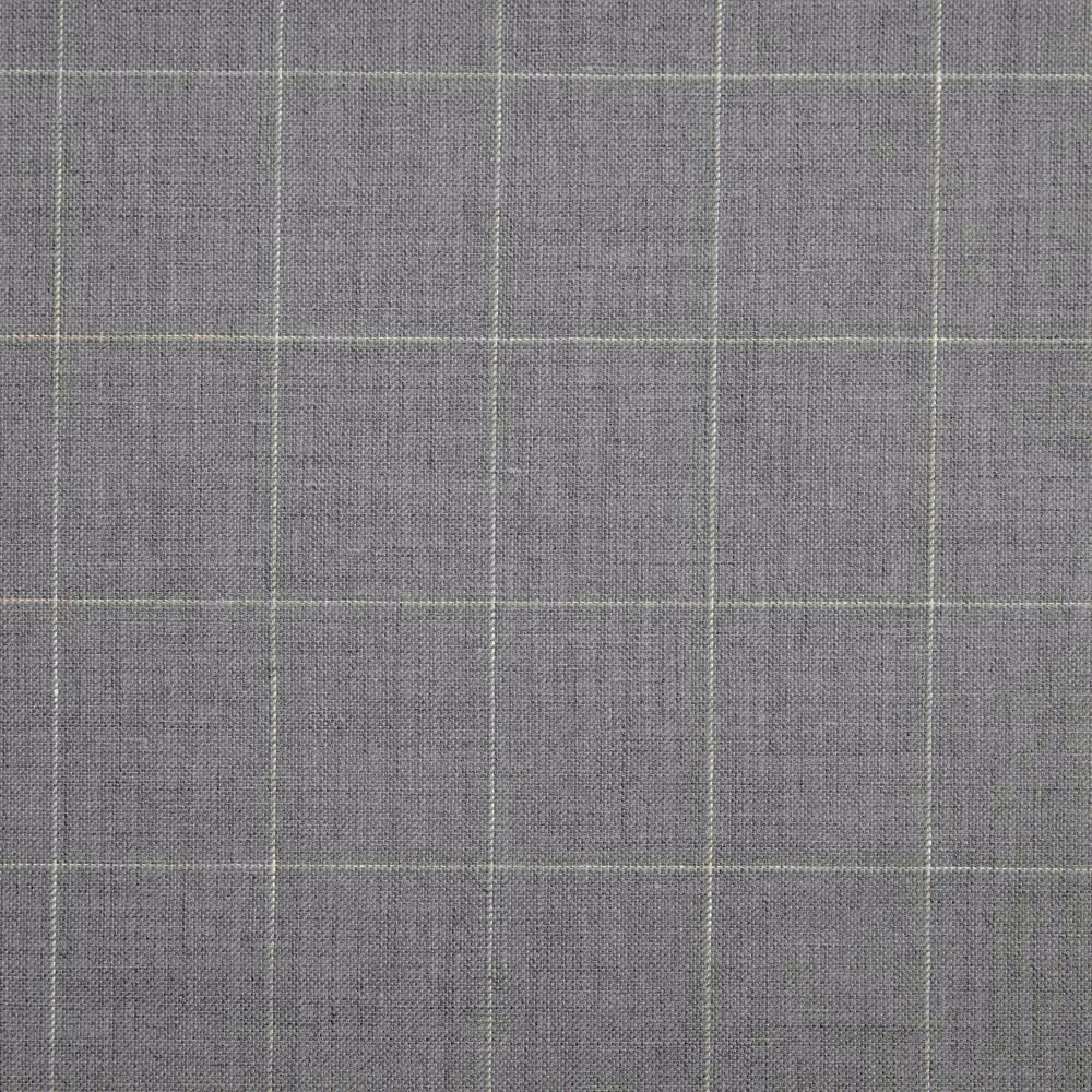 Cool grey woven plaid with fine pale grid lines and subtle textured surface