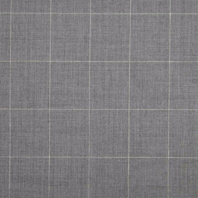 Cool grey woven plaid with fine pale grid lines and subtle textured surface