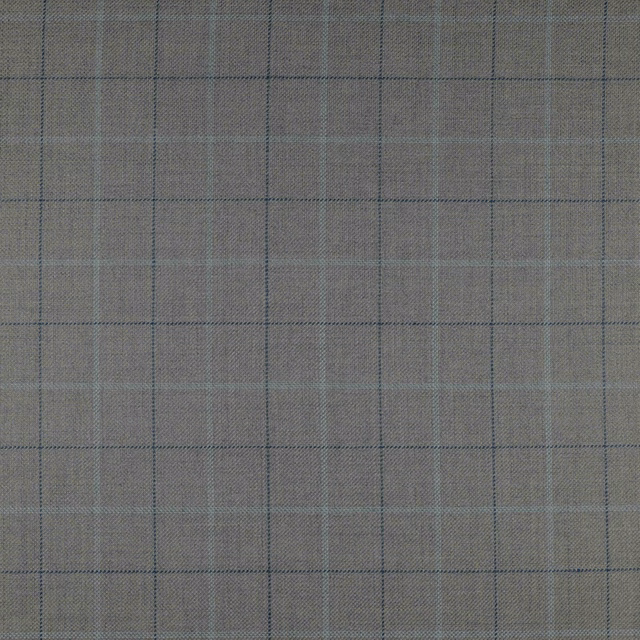 Taupe-grey woven check with charcoal and pale blue-grey intersecting lines