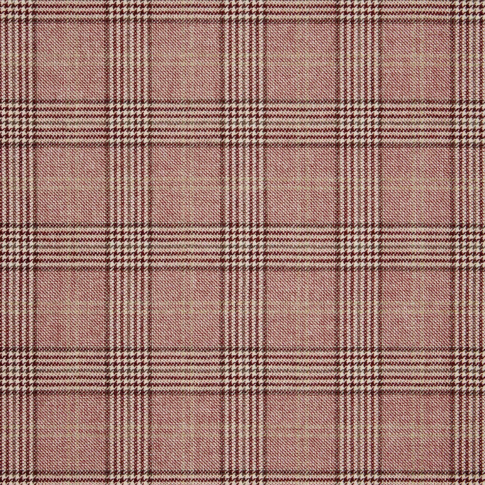 Dusty rose woven plaid with burgundy, cream and fine houndstooth bands