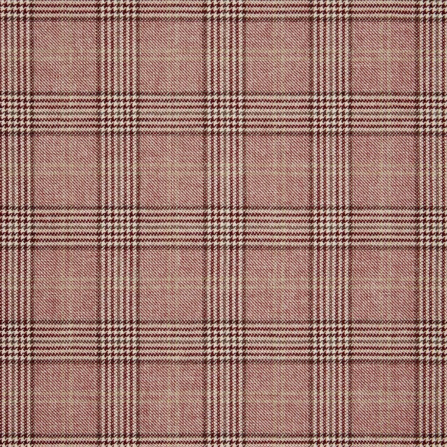 Dusty rose woven plaid with burgundy, cream and fine houndstooth bands