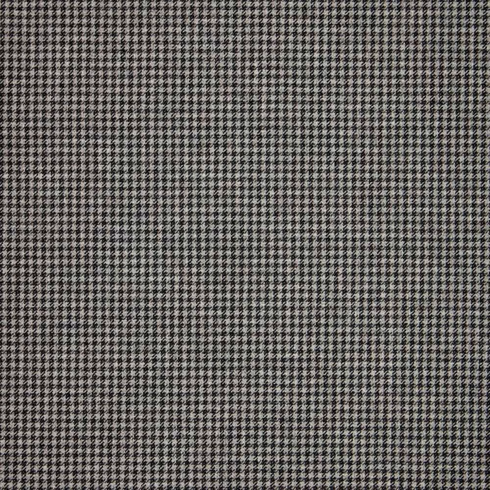 Charcoal and pale grey tightly woven micro houndstooth check fabric close-up