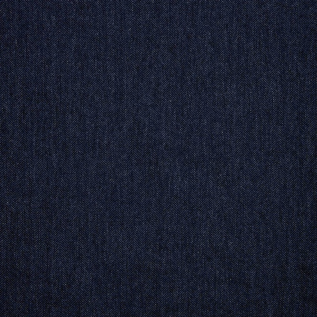 Deep midnight navy fabric with a fine vertical herringbone weave