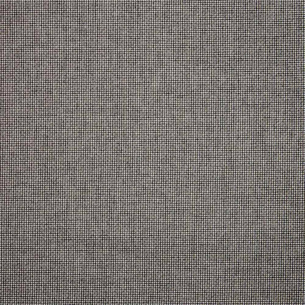 Close-up of muted grey-taupe fabric with a fine charcoal and ivory woven grid
