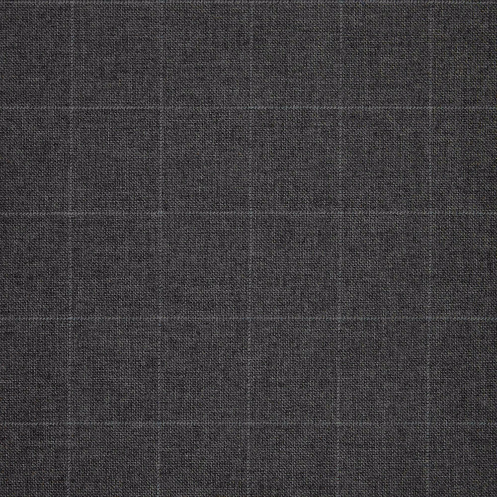Charcoal grey woven fabric with a subtle oversized windowpane check