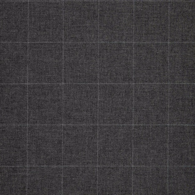 Charcoal grey woven fabric with a subtle oversized windowpane check
