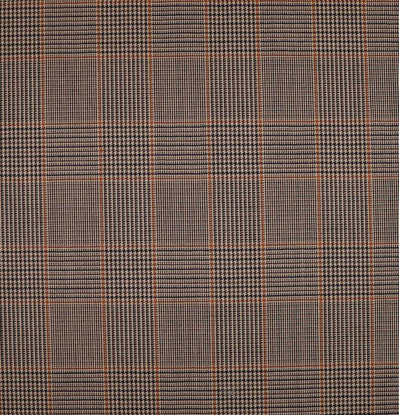 Dark cocoa woven plaid with rust grid lines and tiny checked texture