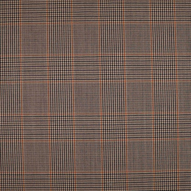 Dark cocoa woven plaid with rust grid lines and tiny checked texture