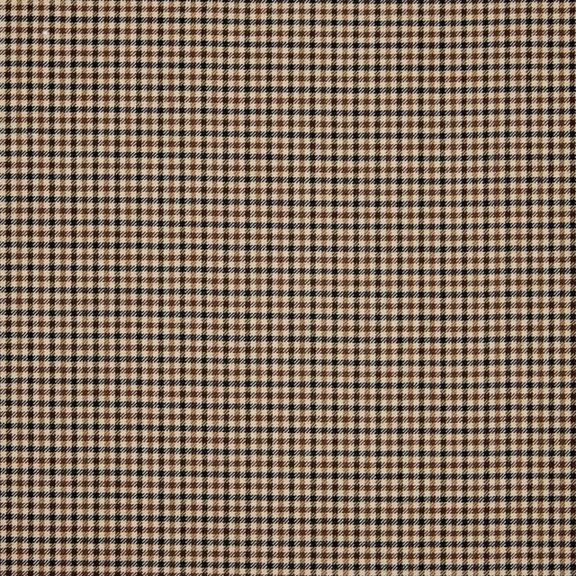 Warm taupe, beige and black micro-check woven textile with crisp repetition