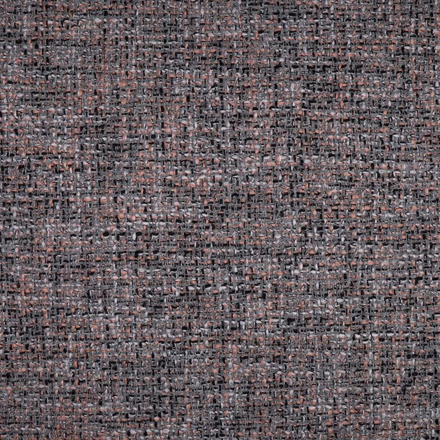 Charcoal-grey woven swatch with dusty rose flecks and a nubby, irregular texture