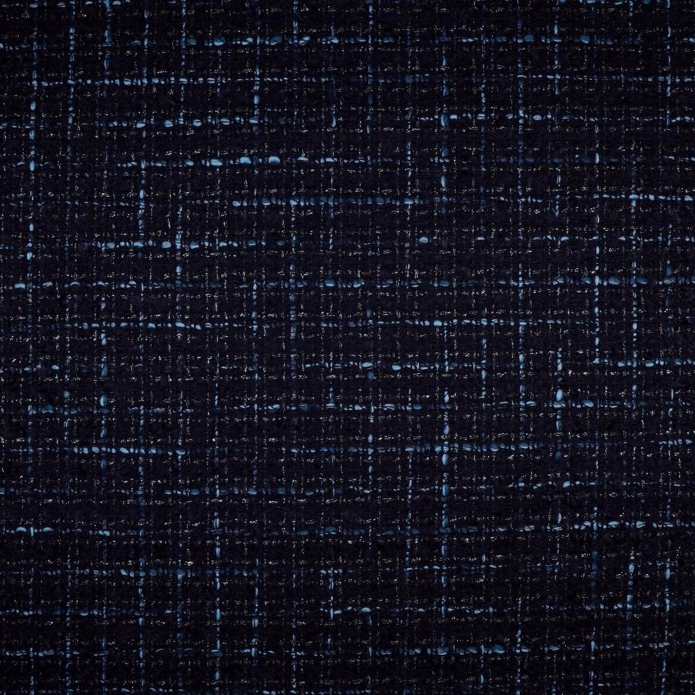 Ink navy and black woven fabric with irregular grid texture and subtle blue flecks