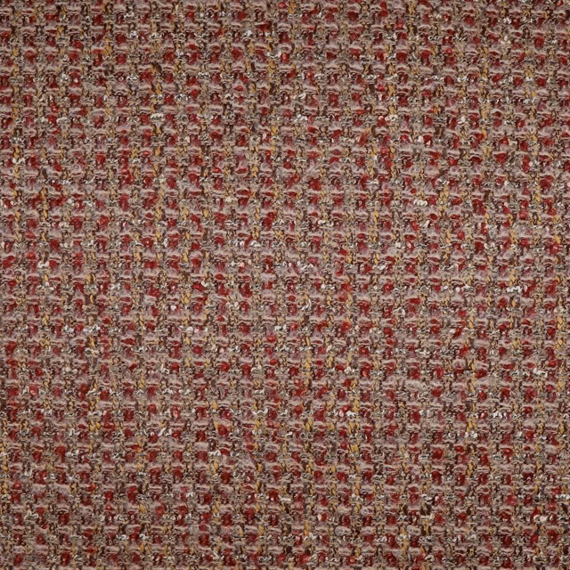 Dense taupe weave with brick-red, cream and muted gold flecks