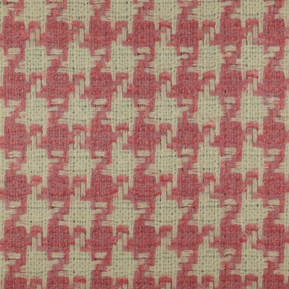 Dusty rose woven fabric with pale sage geometric flecks and a nubby surface