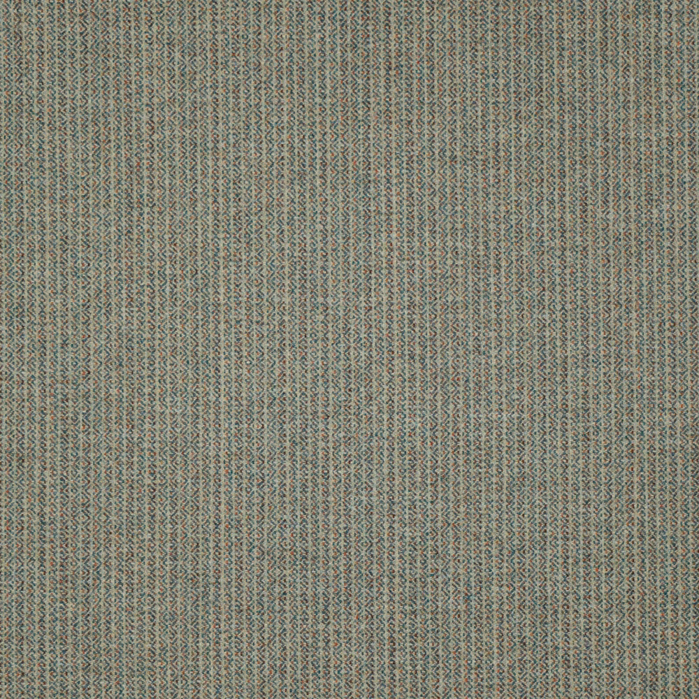 Fine aqua and rust vertical geometric weave with a softly weathered texture