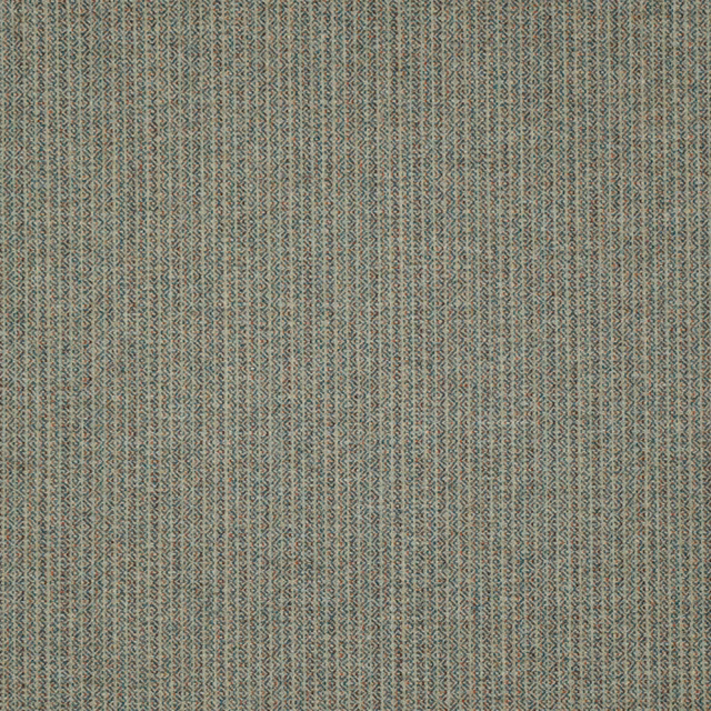 Fine aqua and rust vertical geometric weave with a softly weathered texture