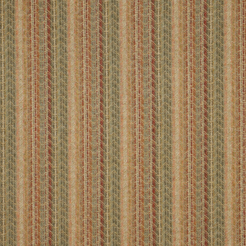 Muted sage and red vertical stripes in a softly textured woven ground