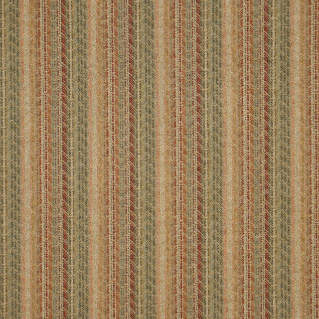 Muted sage and red vertical stripes in a softly textured woven ground