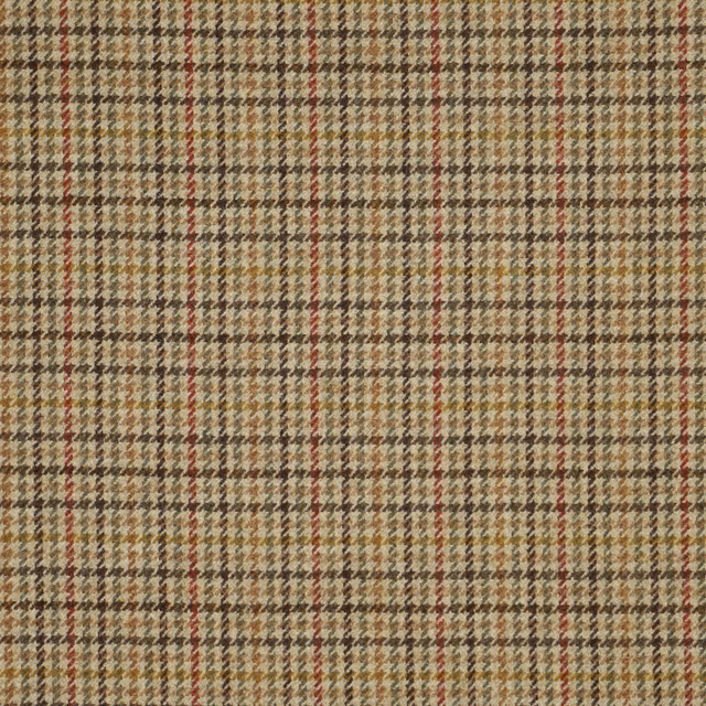 Small sage and cream check with fine red lines in a textured woven fabric