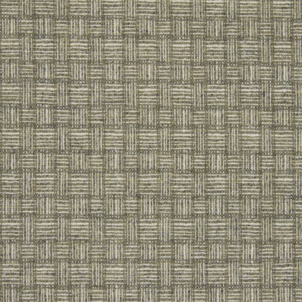 Deep olive-charcoal fabric with a softly flecked basket-weave checked texture