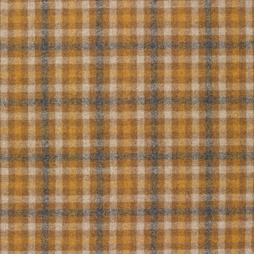 Warm mustard woven check with cream, beige and grey intersecting lines