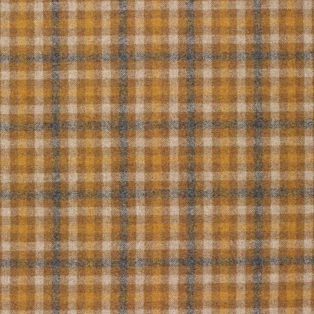 Warm mustard woven check with cream, beige and grey intersecting lines