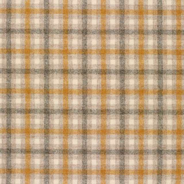 Cream and beige plaid with mustard and grey lines, softly brushed texture
