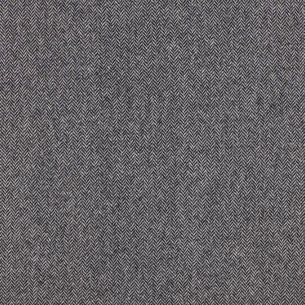 Charcoal-black and white herringbone weave with a fine, tightly textured surface