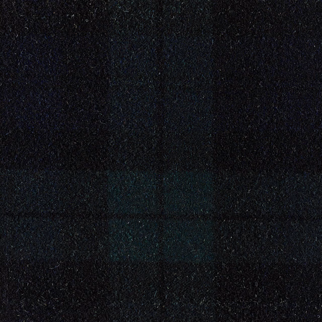 Near-black woven check with subtle deep teal squares and a softly napped surface