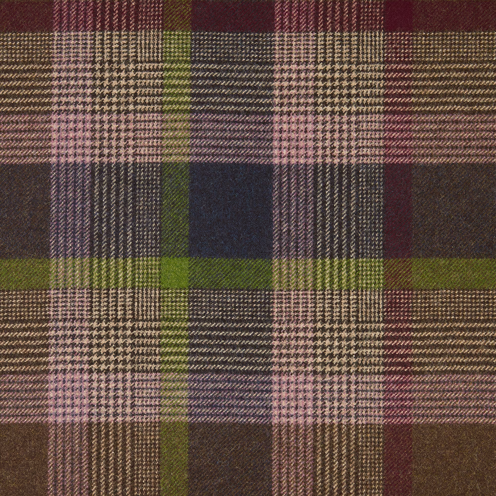 Deep indigo plaid with olive, burgundy and dusty pink woven checks