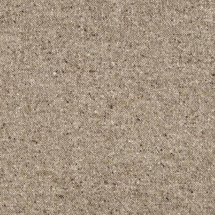Warm camel beige woven fabric with nubby texture and scattered dark flecks