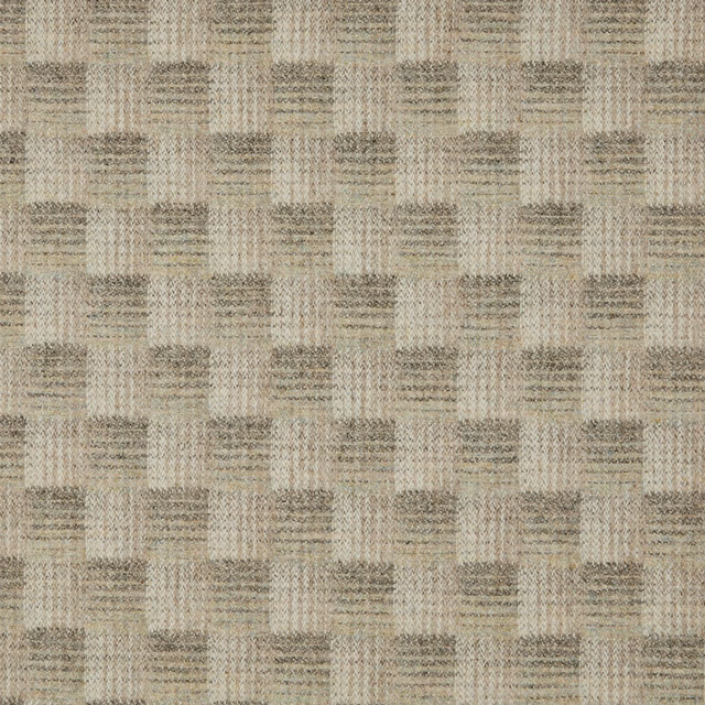Taupe-grey checked fabric with mottled horizontal bands and a tactile woven surface