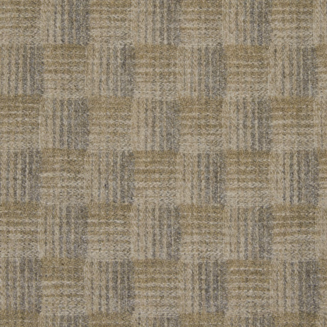 Travertine taupe woven upholstery fabric with cool grey rectangular checks and tactile texture