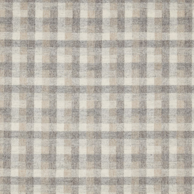 Soft grey, taupe and cream woven check with a fine crosshatch texture