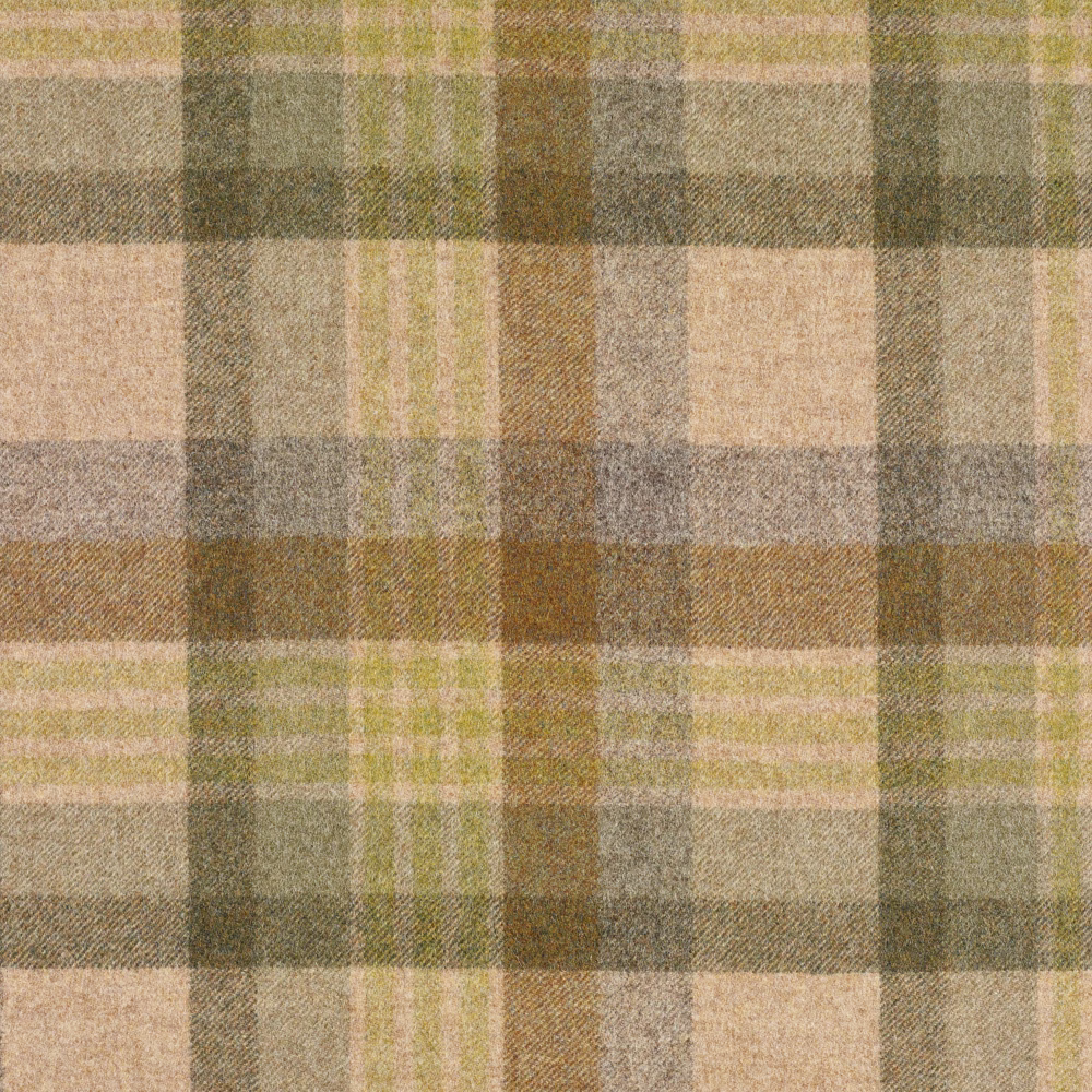 Olive, oatmeal and taupe checked weave with a softly brushed surface