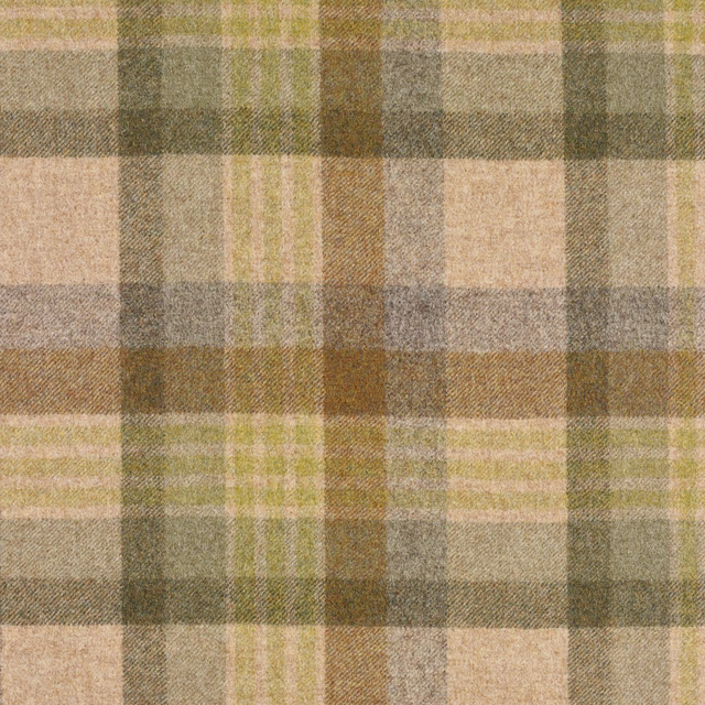 Olive, oatmeal and taupe checked weave with a softly brushed surface