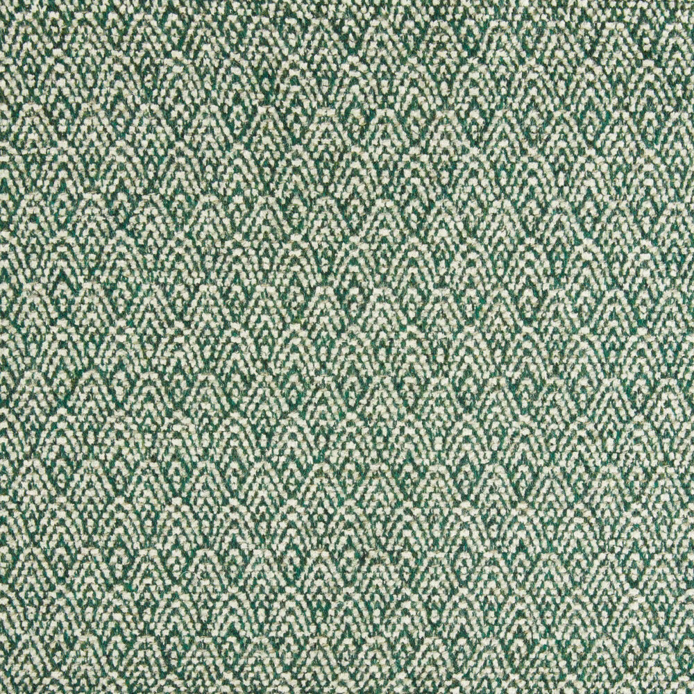 Moss-green and cream fabric with a small textured diamond and chevron weave